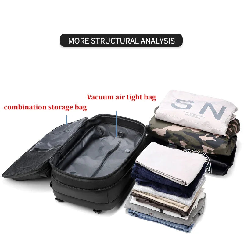 Travel Men 17 Inch Laptop Backpack Vacuum Compression Backpack Business Large Capacity School Backpack Expand Outdoor Backpack